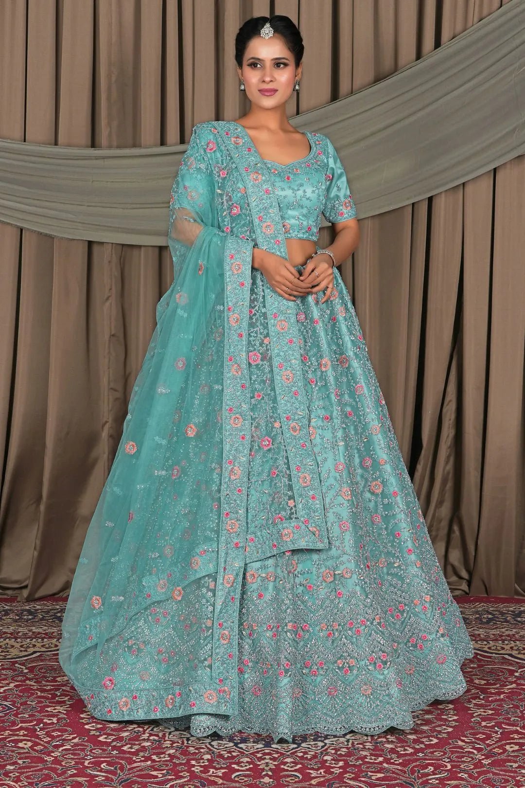 Sea Green Latest Party Wear Lehenga Choli - Gajiwala