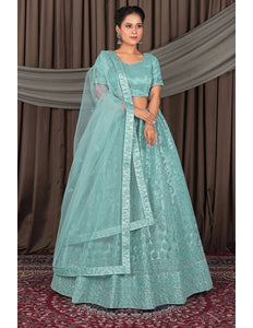 Sea Green Party wear Heavy designer Net Lehenga Choli - Gajiwala