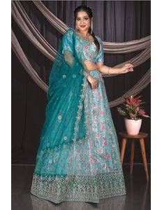 Sea Green Party Wear Lehenga Choli For Women - Gajiwala