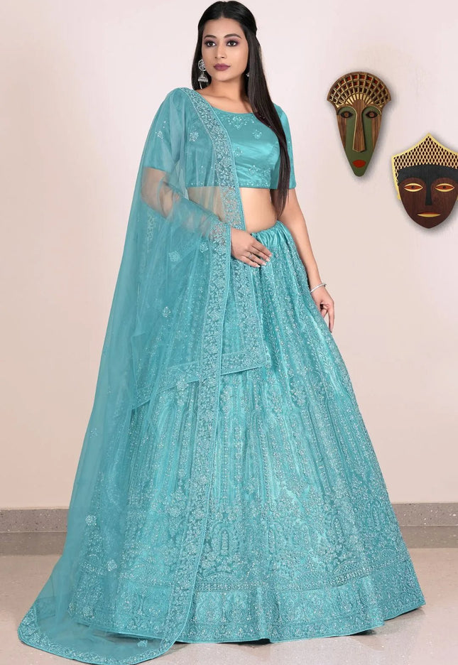 Sea Green Traditional Lehenga Choli For Weddings - Gajiwala