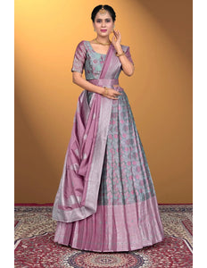 Sky Blue Jacquard Silk With Digital Print Latest Lehenga Choli - Gajiwala