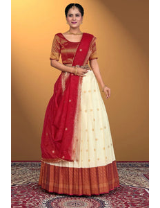 Tussar Banarasi Silk Half Saree With Zari Weaving - Gajiwala