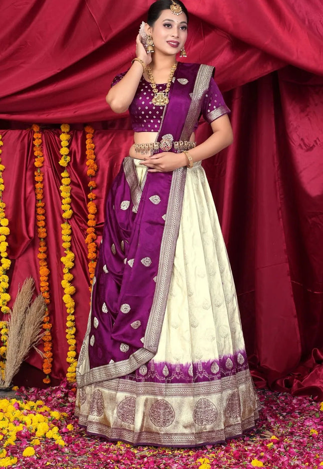 Tussar Viscose Silk Half Saree With Zari Work - Gajiwala