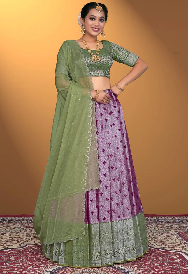 Wine Banarasi Silk Latest Lehenga Choli With Zari Work - Gajiwala