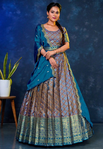 Wine Banarasi Silk Lehenga Choli For Women - Gajiwala