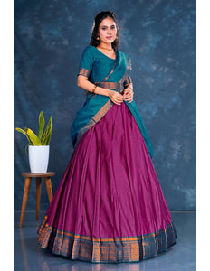 Wine Cotton Silk Lehenga Choli with Zari Work - Gajiwala