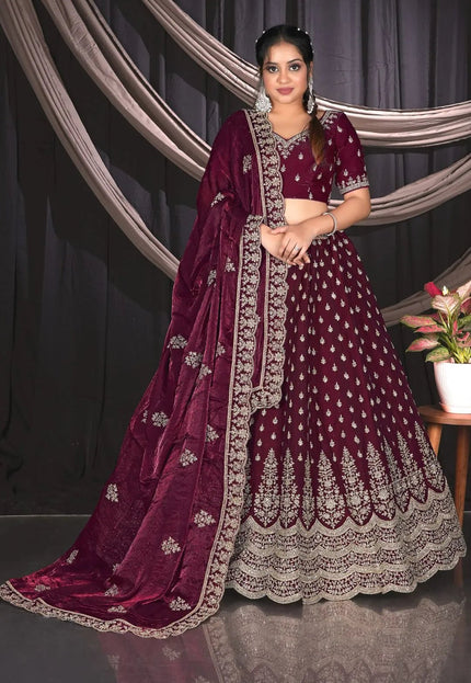 Wine Designer Fendy Lehenga Choli For Partys - Gajiwala