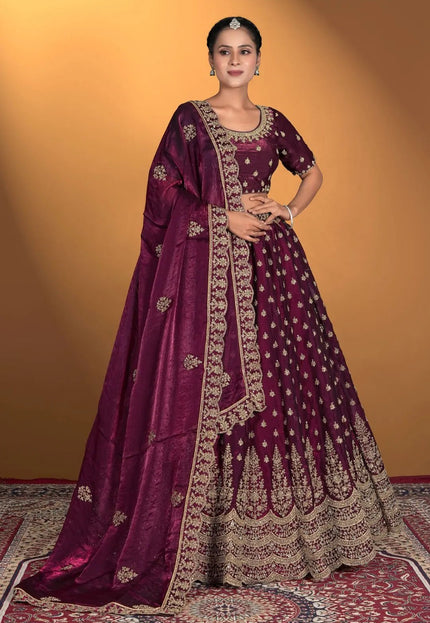 Wine Fendy Fabric Lehenga Choli For Women - Gajiwala