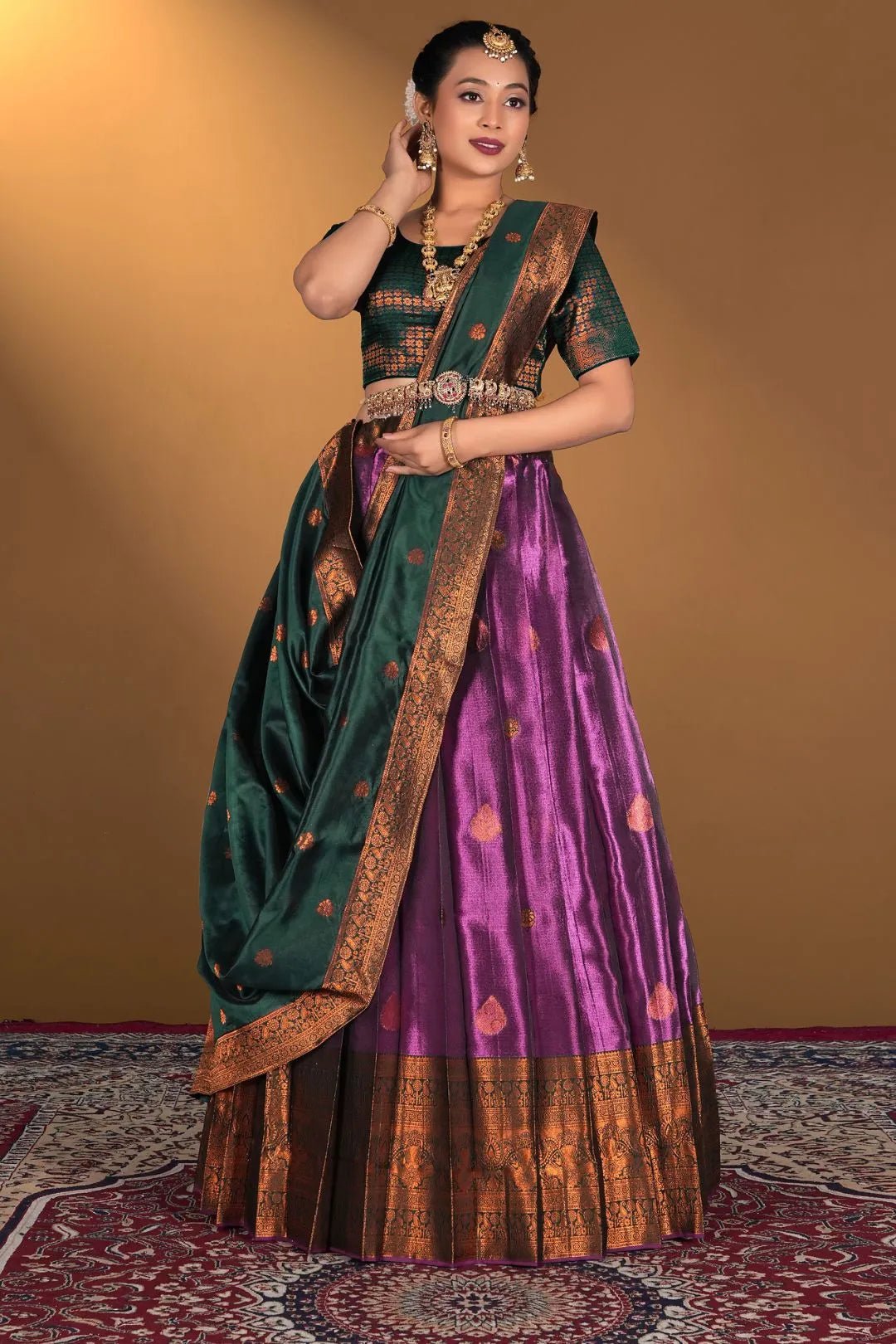 Wine Tissue Silk Zari Work Lehenga Choli - Gajiwala