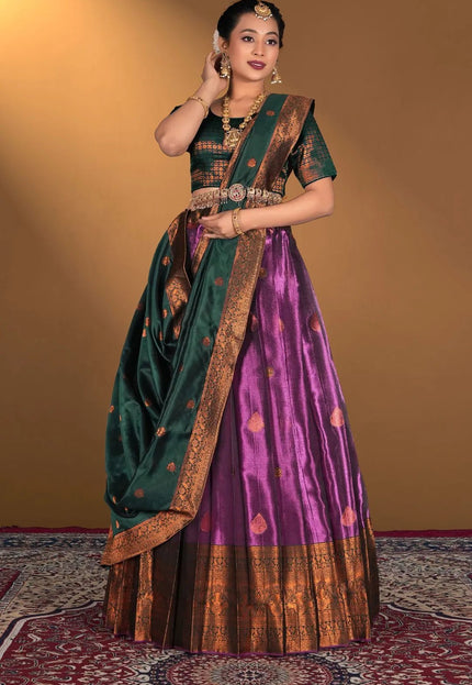 Wine Tissue Silk Zari Work Lehenga Choli - Gajiwala