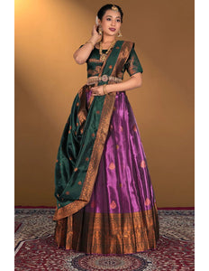 Wine Tissue Silk Zari Work Lehenga Choli - Gajiwala
