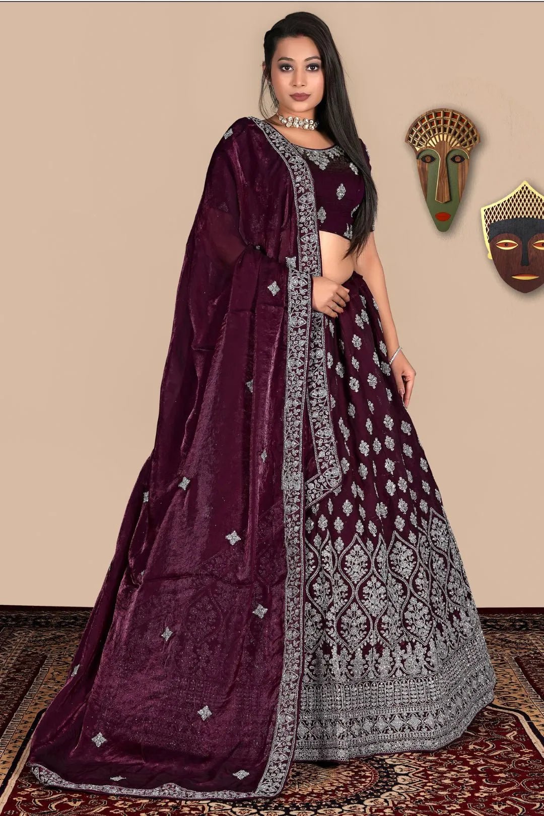 Wine Traditional Fendy Silk Lehenga Choli - Gajiwala