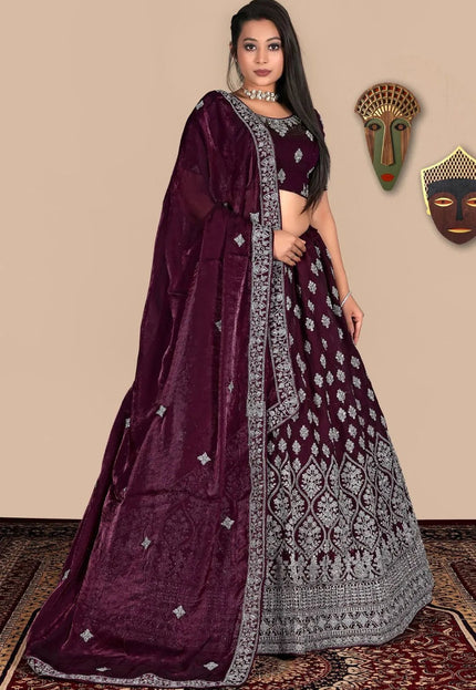 Wine Traditional Fendy Silk Lehenga Choli - Gajiwala