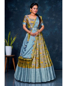 Yellow Banarasi Silk Lehenga Choli With Zari Weaving - Gajiwala