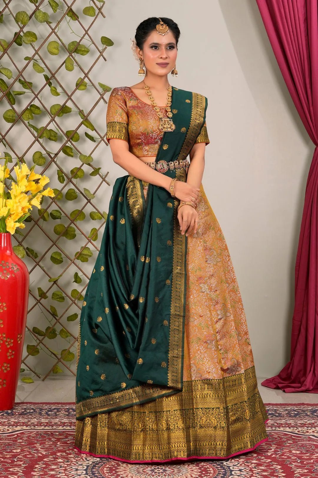 Yellow Banarasi Silk Lehenga Choli With Zari Woven - Gajiwala