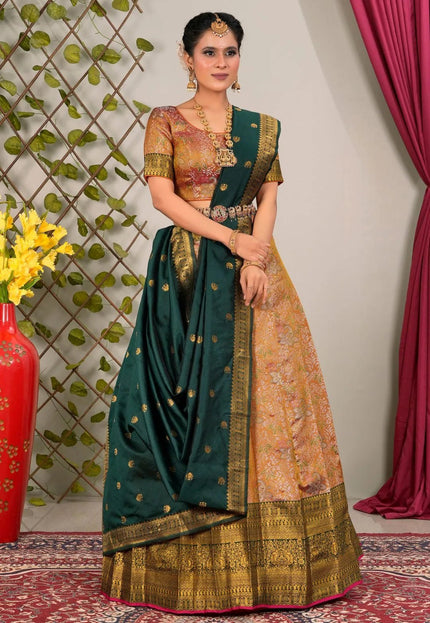 Yellow Banarasi Silk Lehenga Choli With Zari Woven - Gajiwala