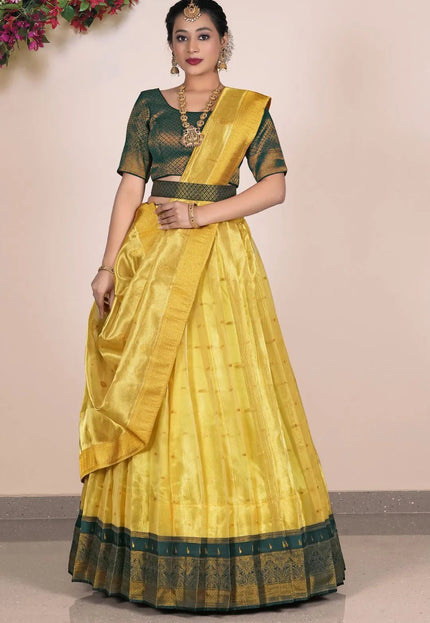 Yellow Tissue Silk Party Lehenga Choli For Women - Gajiwala