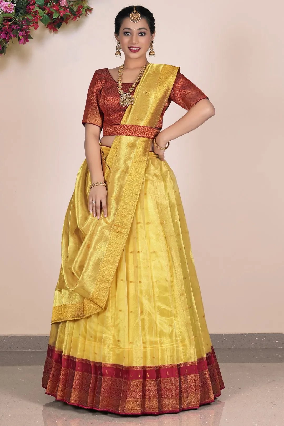 Yellow Tissue Silk Party Lehenga Choli For Women's - Gajiwala