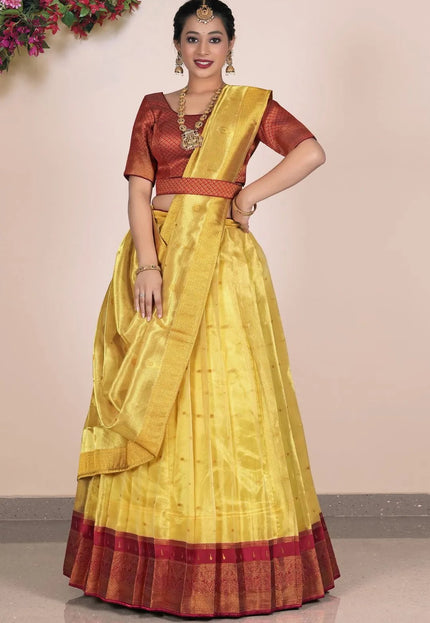 Yellow Tissue Silk Party Lehenga Choli For Women's - Gajiwala