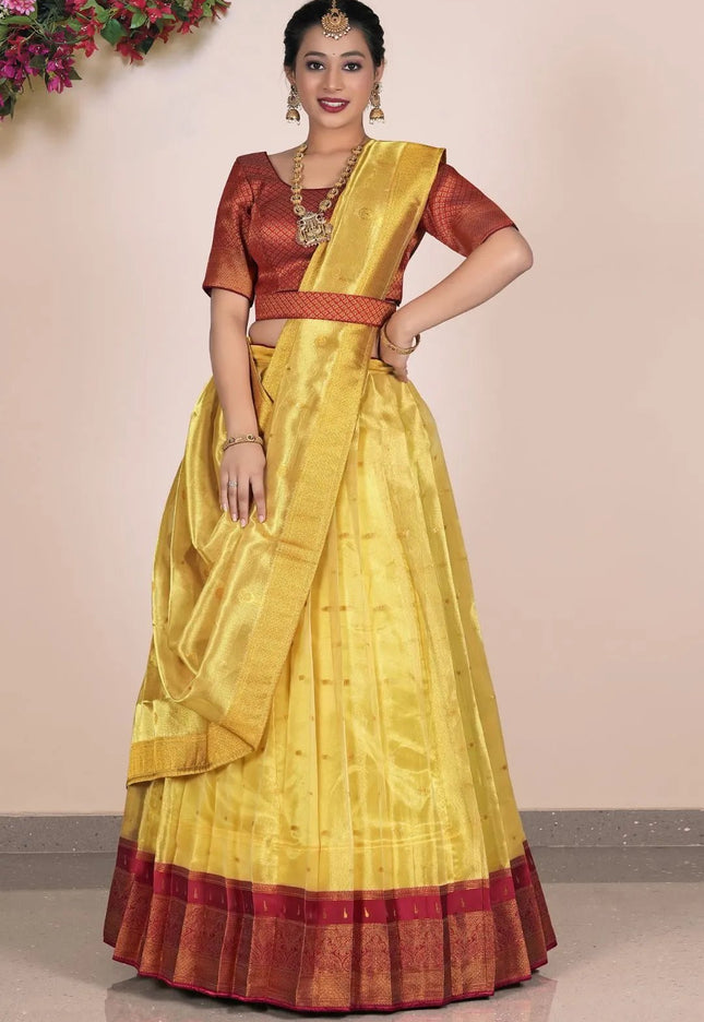 Yellow Tissue Silk Party Lehenga Choli For Women's - Gajiwala